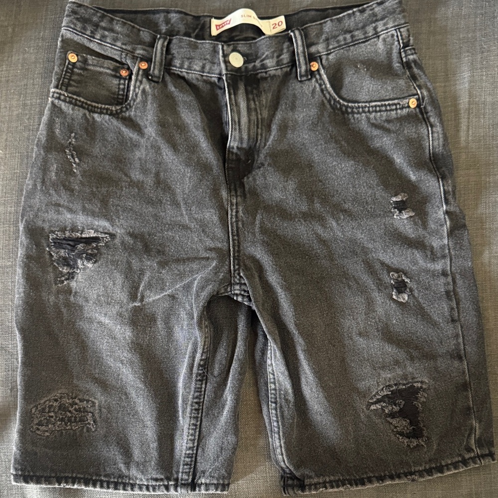 Levi's Black Distressed Jean Shorts